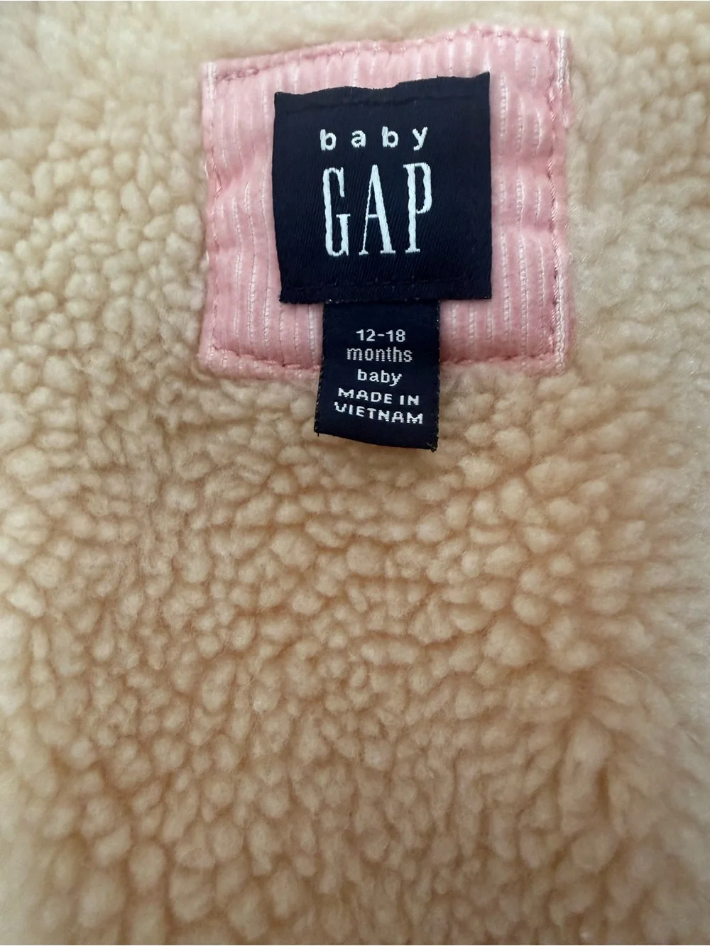 Baby Gap Girls Pink Corduroy Sherpa Jacket Snap Button Coat 12-18 Months NWOT